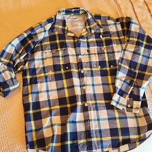 Columbia Plaid Long Sleeve Fishing Shirt